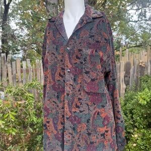 Vintage Corduroy Paisley Button-Up Shirt